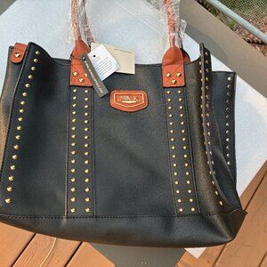 Mia K. Collection Black Vegan Handbag Wallet NEW